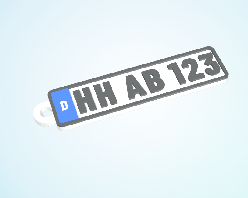 3D product preview: Number plate keyring